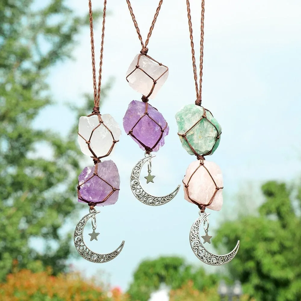 Natural Raw Stones Crystal Chakra Wall Hanging Decor