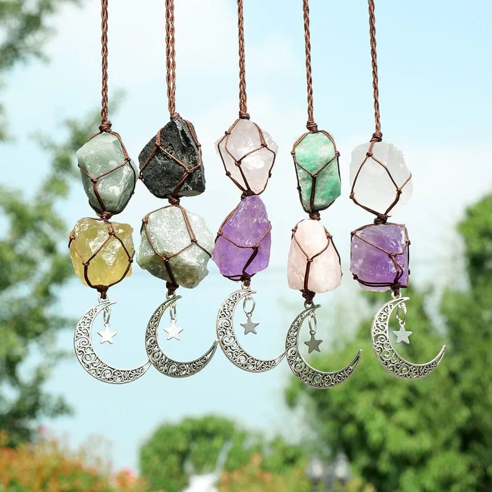 Natural Raw Stones Crystal Chakra Wall Hanging Decor