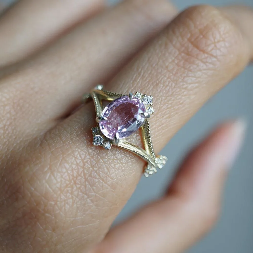 One Of A Kind: Padparadscha Sapphire Portobello Curve Ring in 14K and 18K Gold