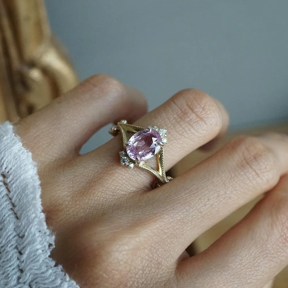 One Of A Kind: Padparadscha Sapphire Portobello Curve Ring in 14K and 18K Gold