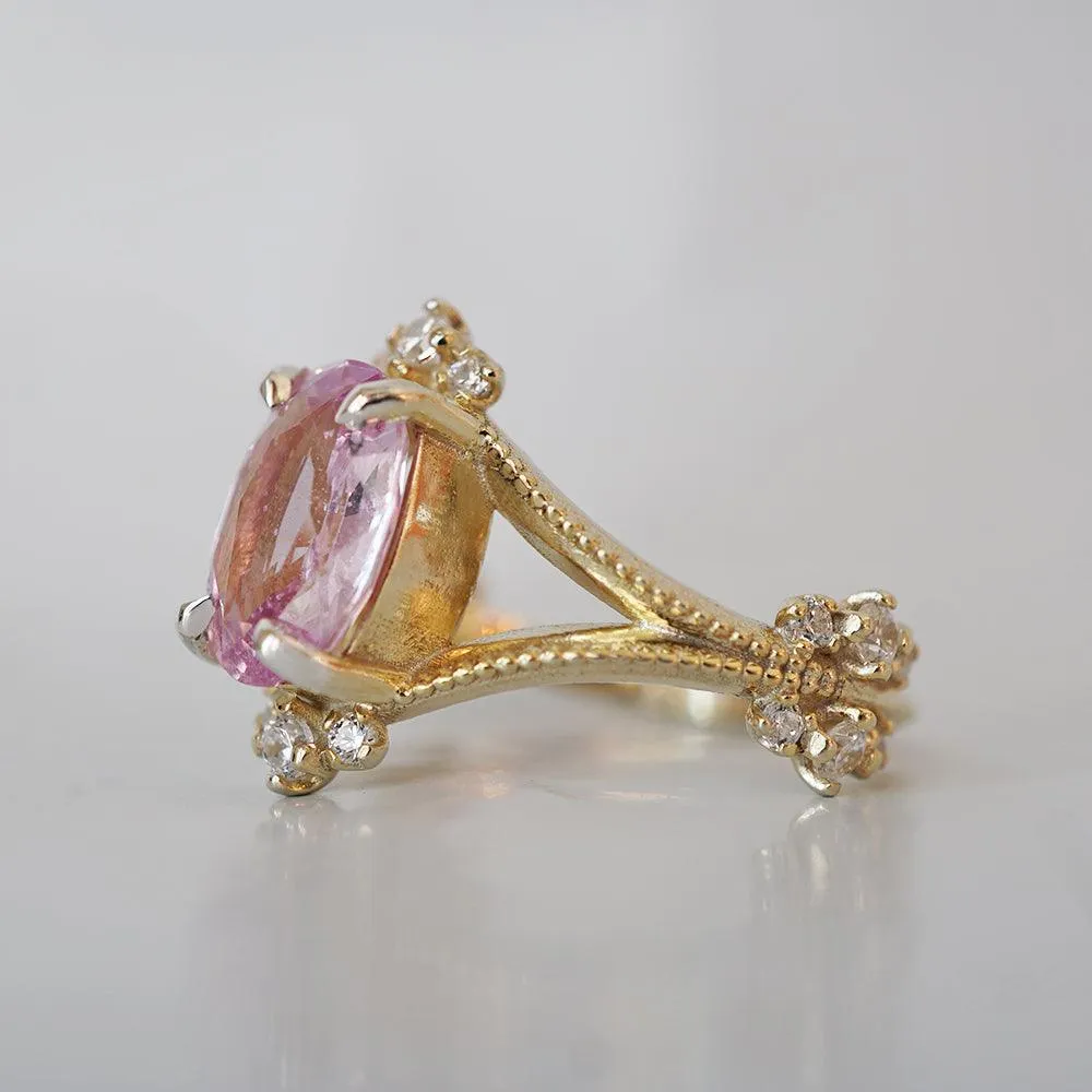 One Of A Kind: Padparadscha Sapphire Portobello Curve Ring in 14K and 18K Gold