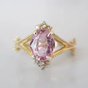 One Of A Kind: Padparadscha Sapphire Portobello Curve Ring in 14K and 18K Gold