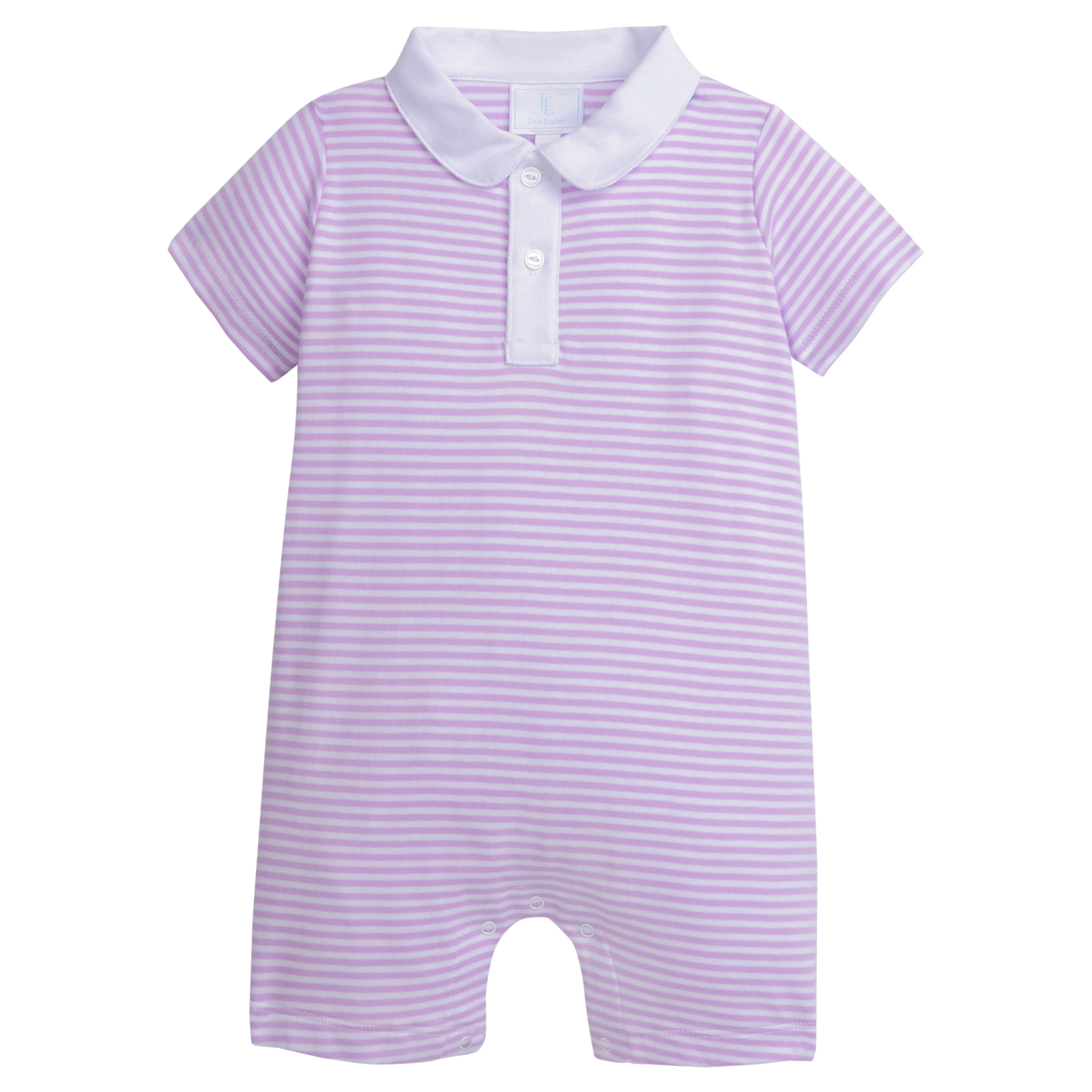 Peter Pan Polo Romper - Lavender Stripe