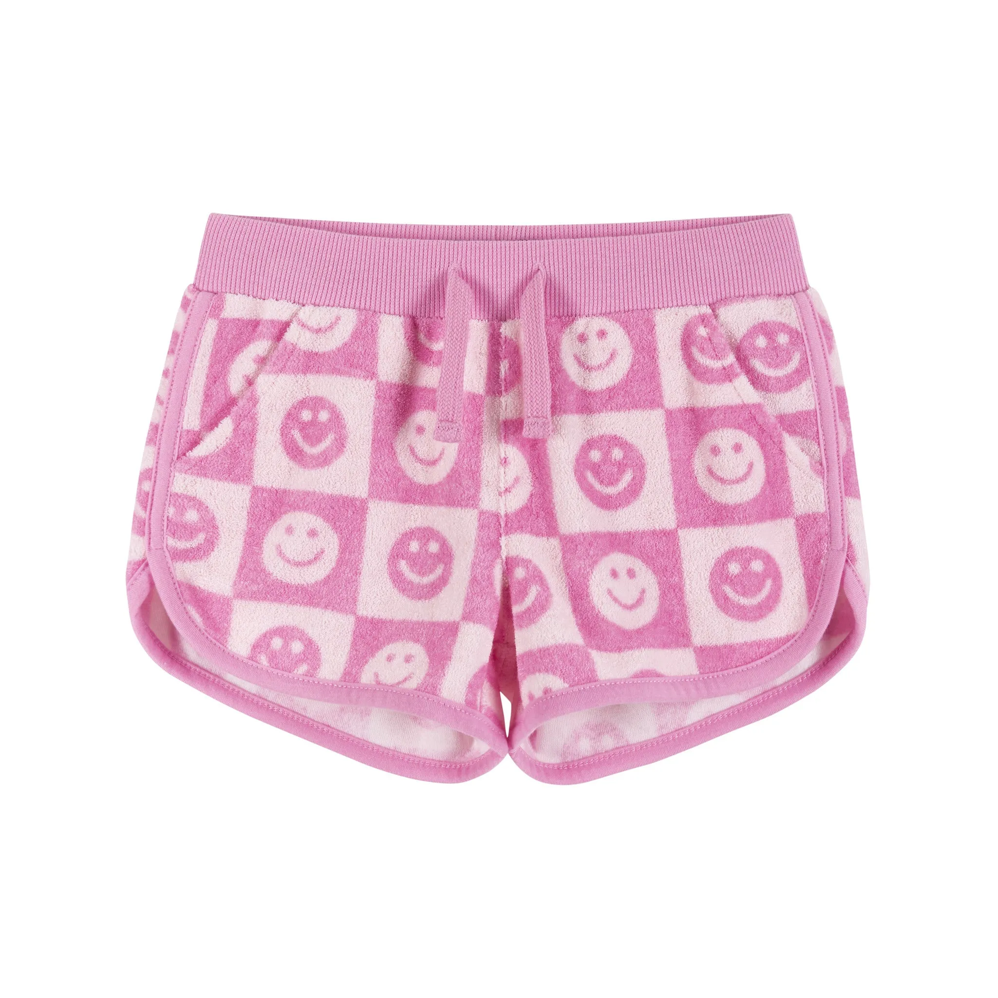 Pink Smiley Terry Sweatshirt & Shorts Set