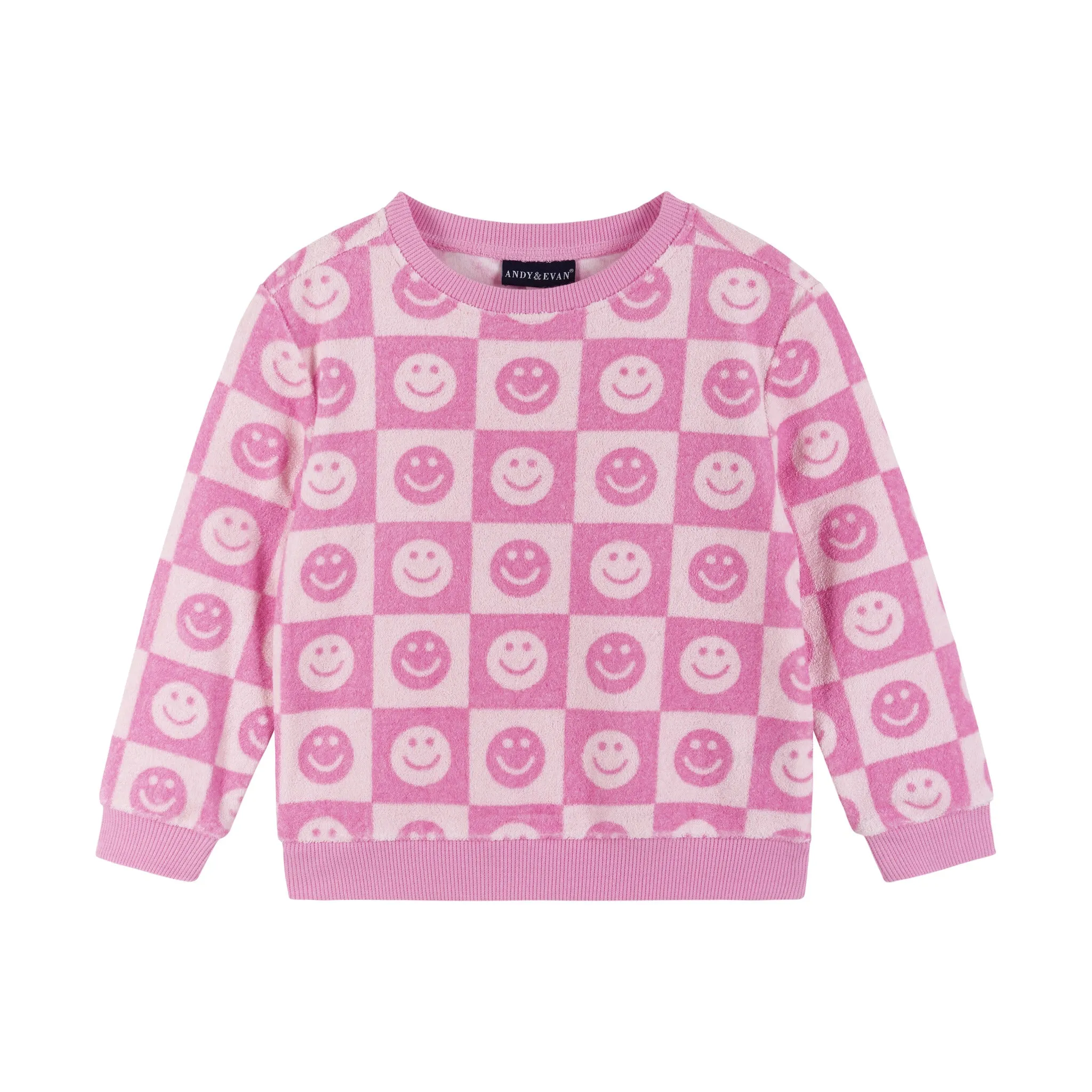 Pink Smiley Terry Sweatshirt & Shorts Set