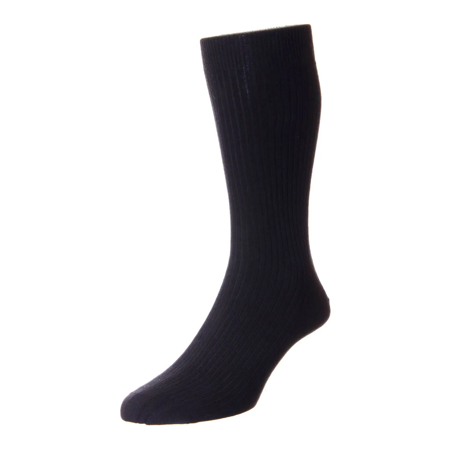 Pure Cotton Rib Socks - Black