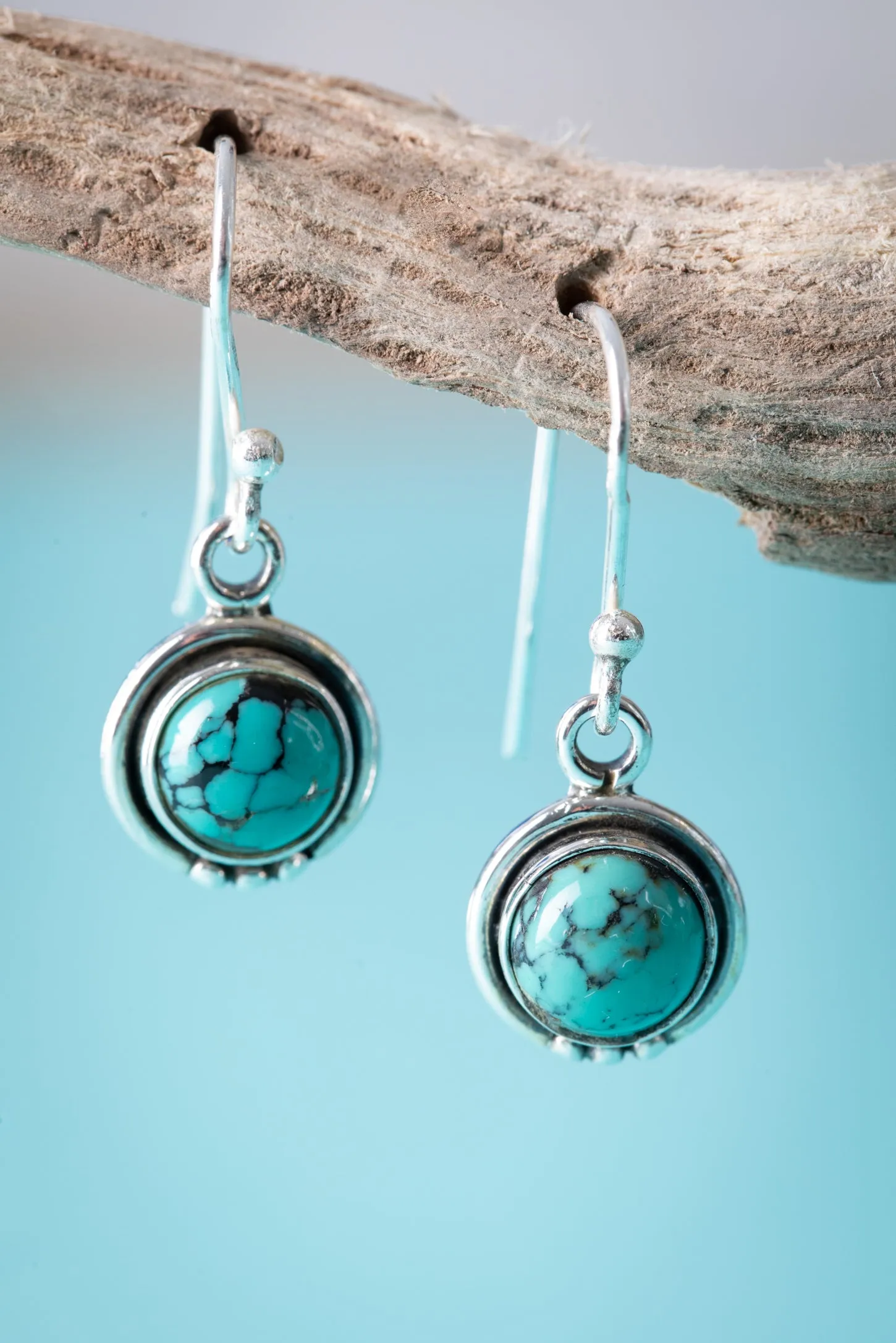 Round Plata Gem Earrings