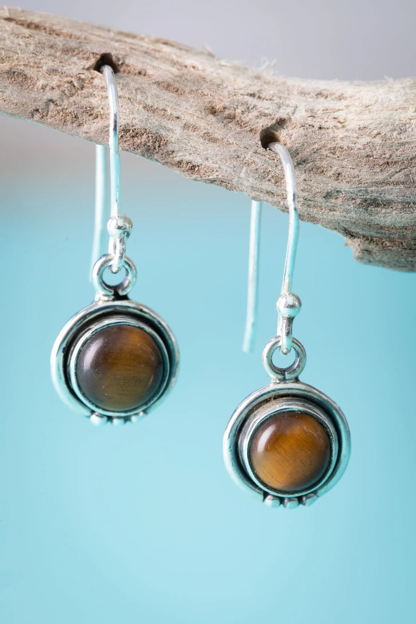 Round Plata Gem Earrings