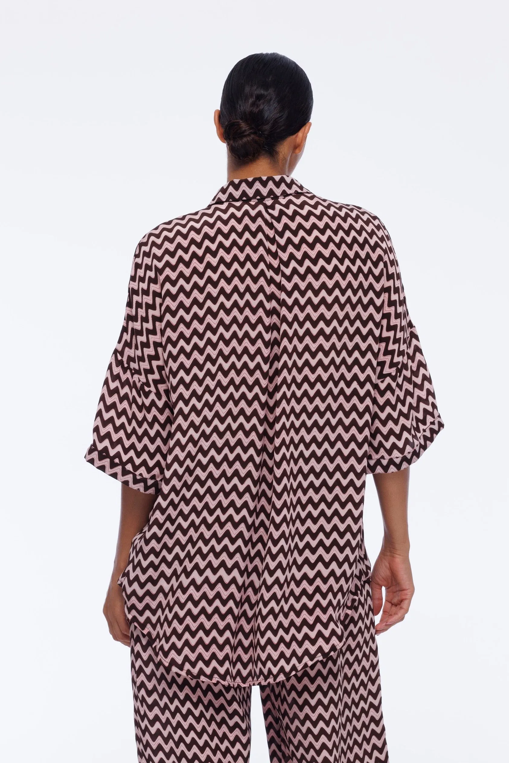 Santiago Shirt - Chocolate/Ivory/Pink Zig Zag