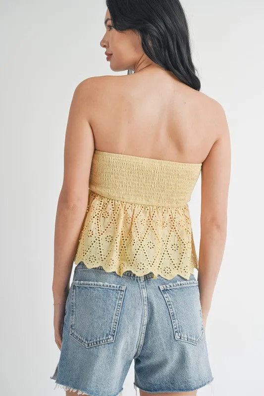 Smocked Lace Cotton Tube Top