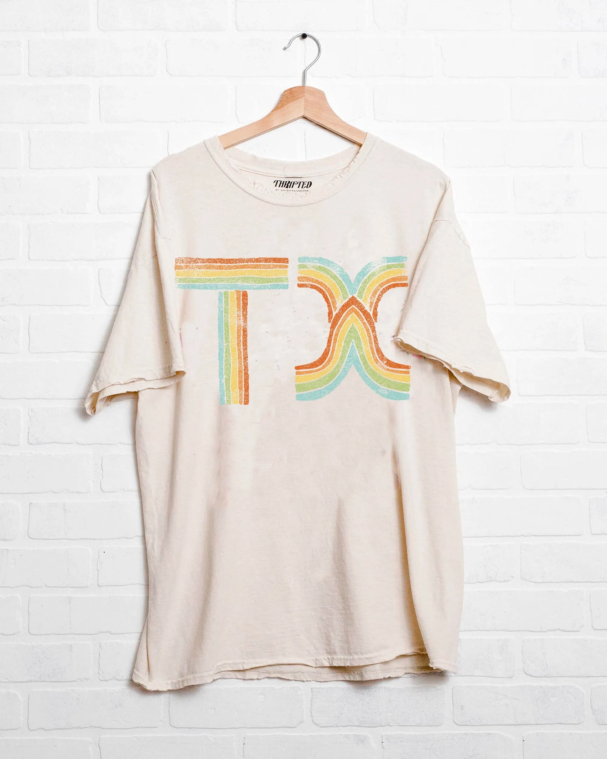 Texas TX Promise Off White Thrifted Tee