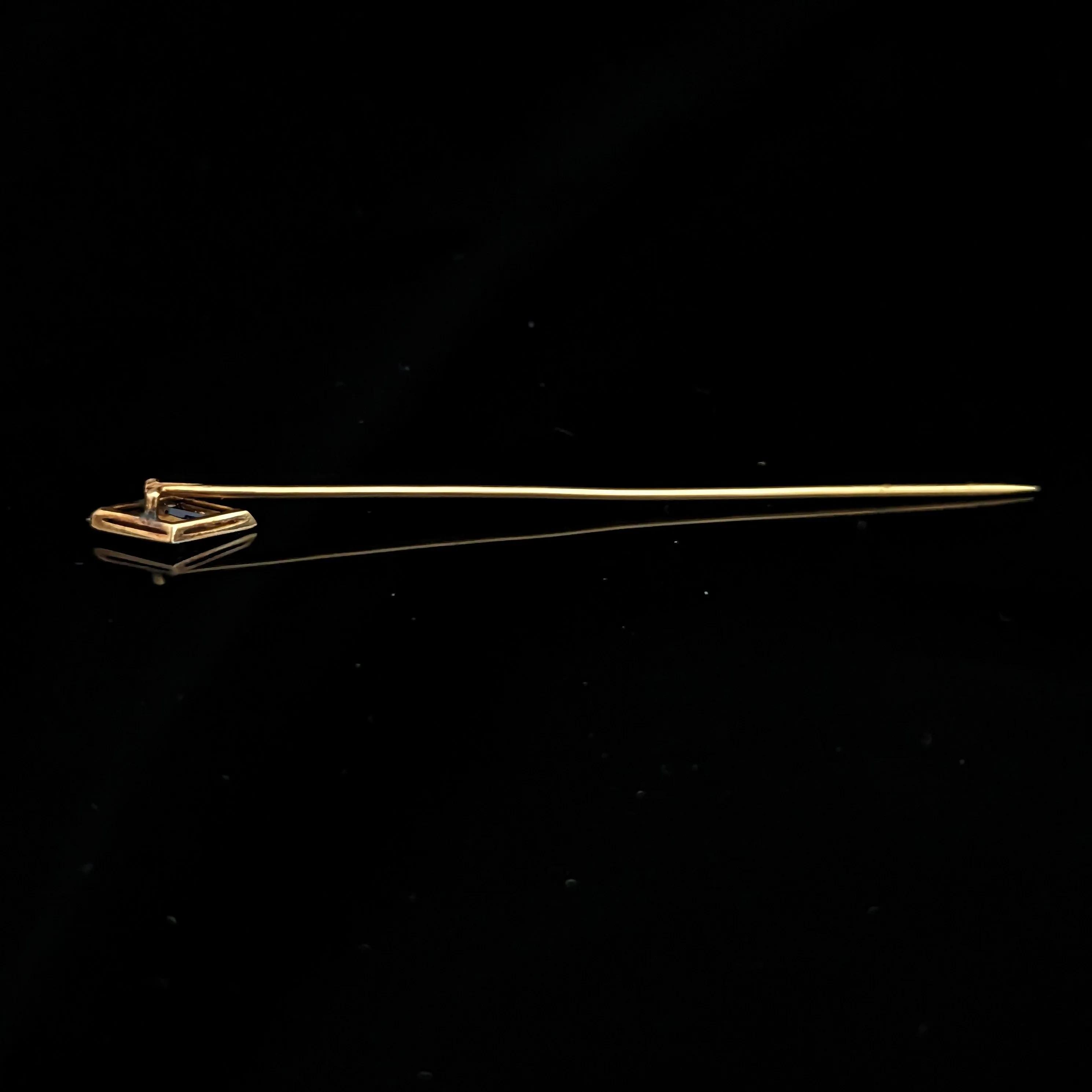 The Orlando - Art Deco Era Diamond Sapphire 18k Gold Platinum Top Stick Pin