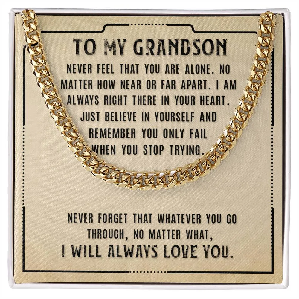 To My Grandson Necklace from Grandparents, Never Feel That You Are Alone