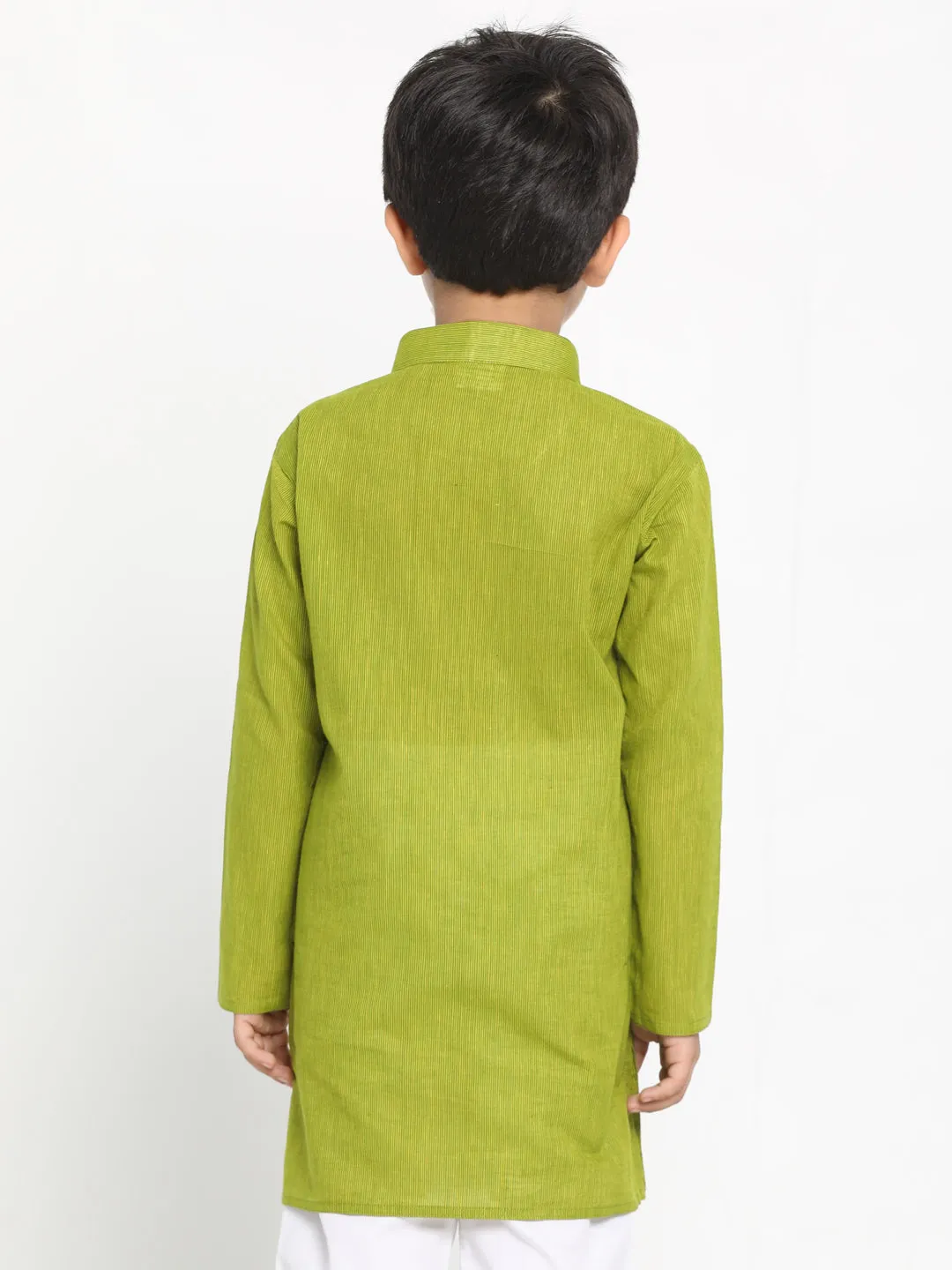 VASTRAMAY Boy's Green Cotton Kurta