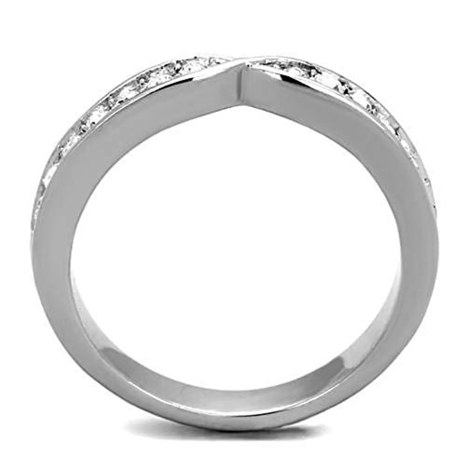 WildKlass Stainless Steel Ring High Polished (no Plating) Women Top Grade Crystal Clear