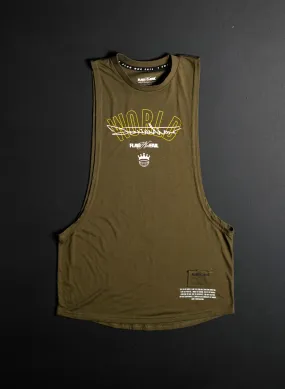 WORLD DOMINATION MUSCLE TANK- OLIVE