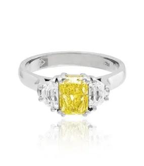 Yellow radiant cut diamond ring