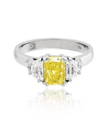 Yellow radiant cut diamond ring