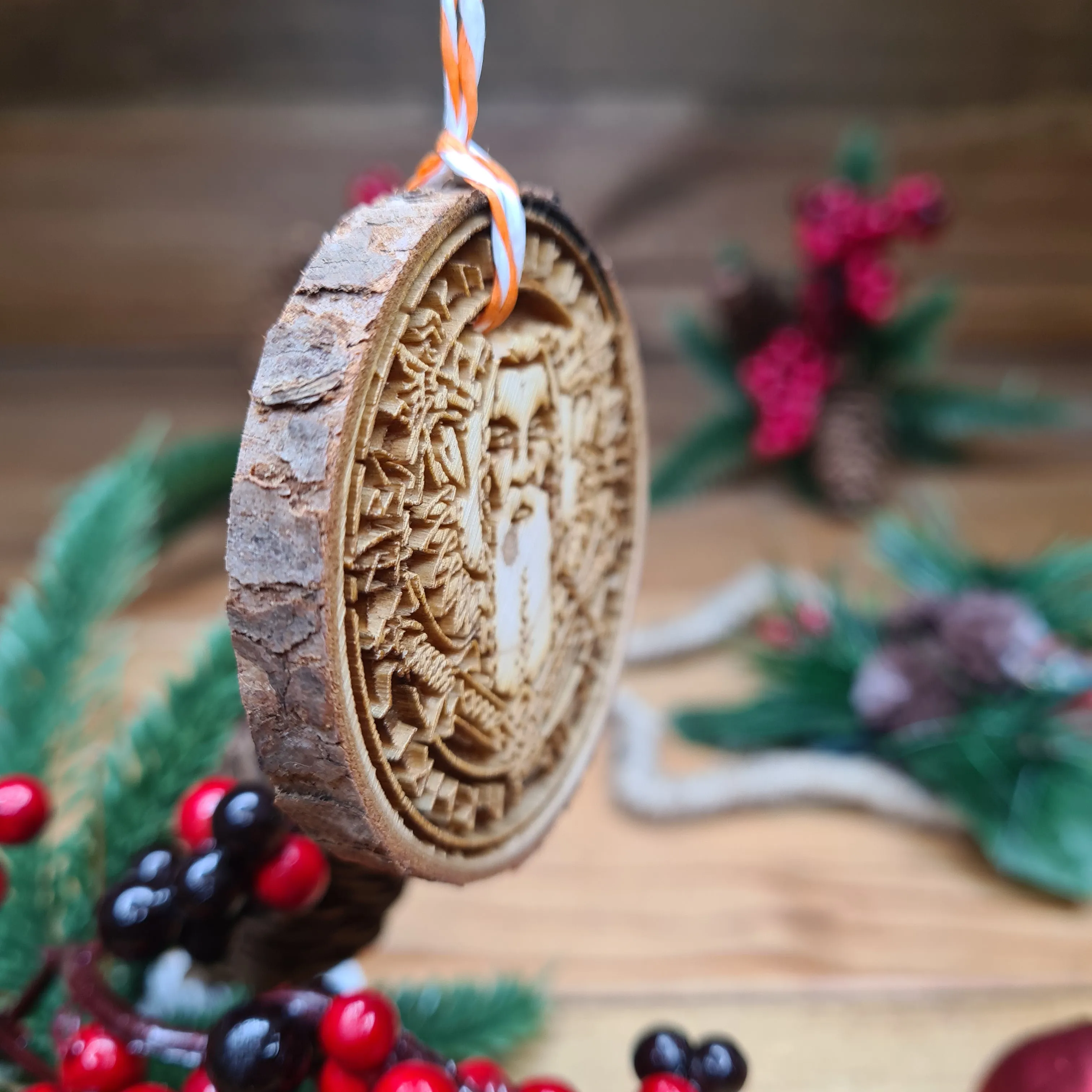 Yule Tree Log Slice Decoration (Set of 3)