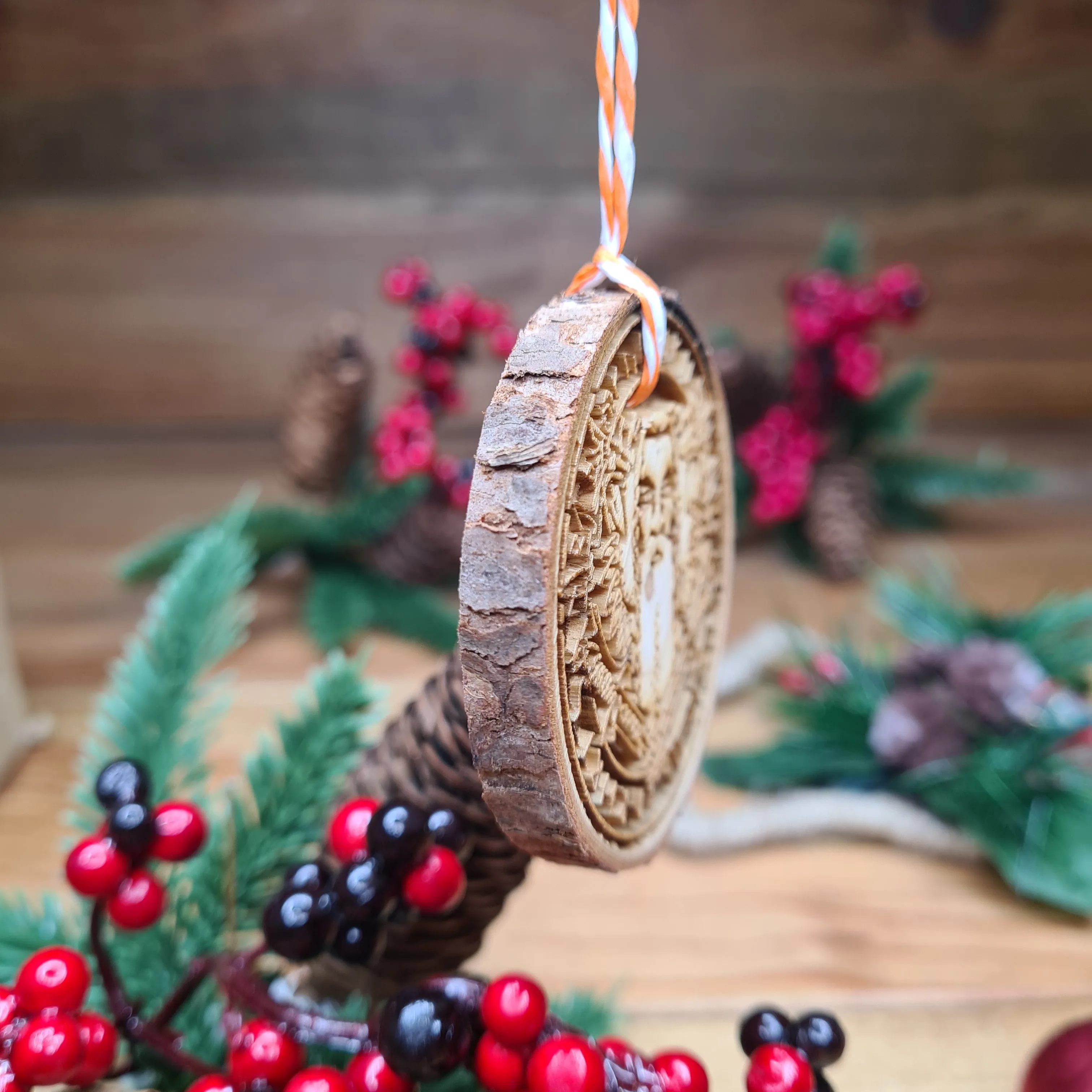 Yule Tree Log Slice Decoration (Set of 3)